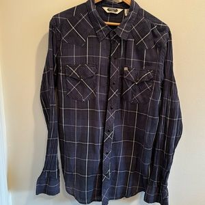 EUC navy plaid Salt Valley western shirt